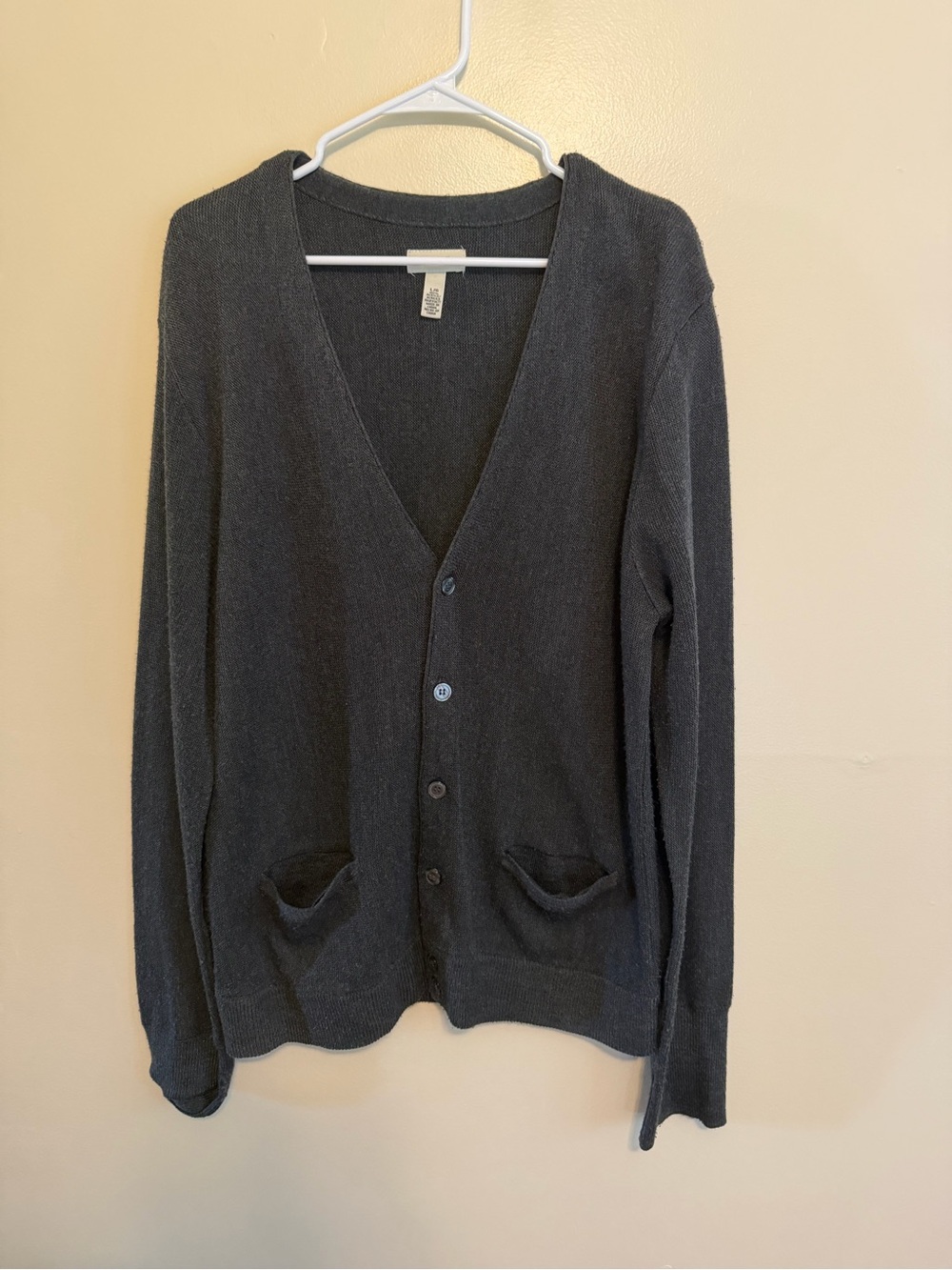 St. John's Bay Charcoal Gray V-Neck Button Cardigan